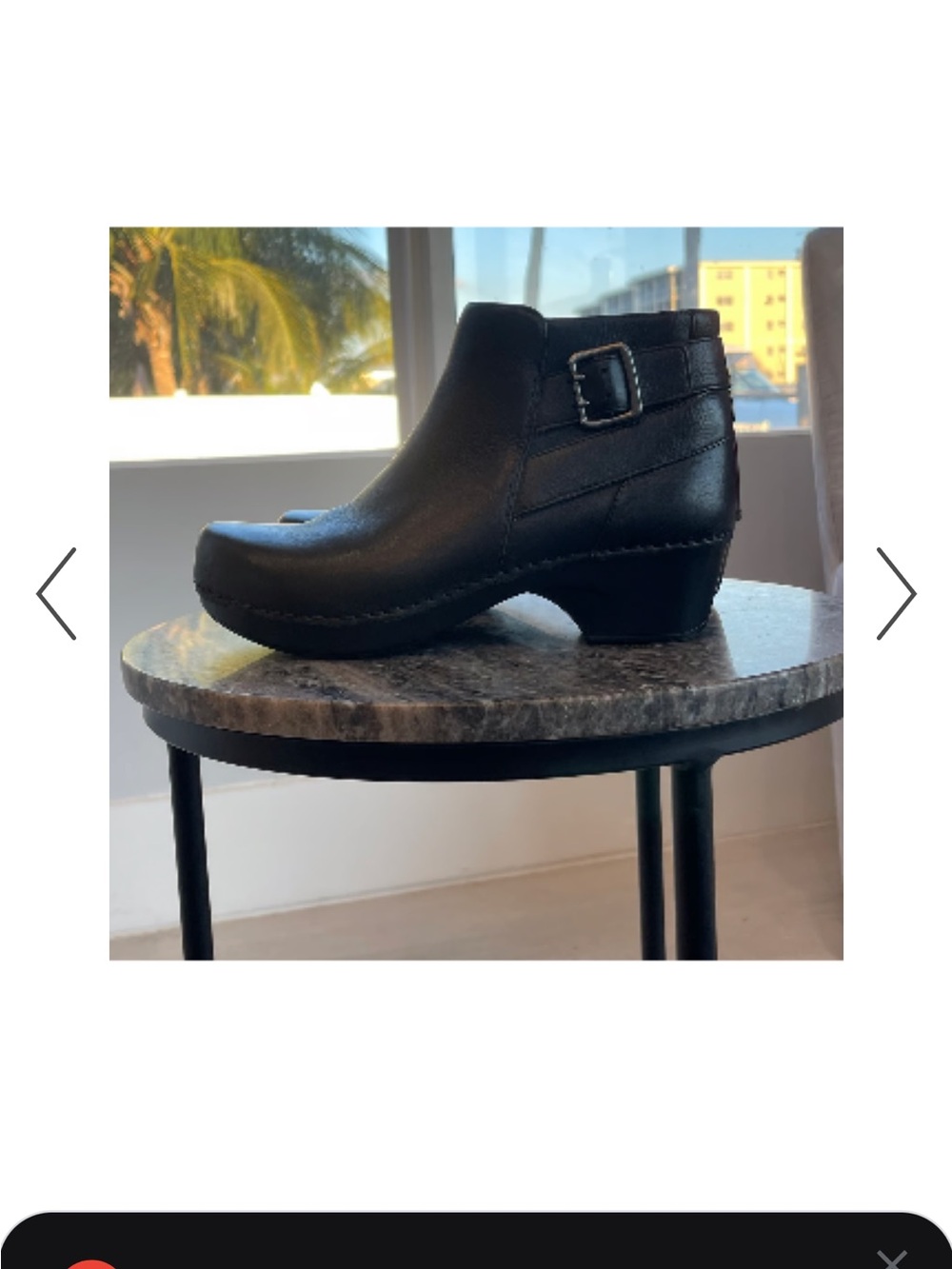 Dansko Black Leather Ankle Boot with Buckle